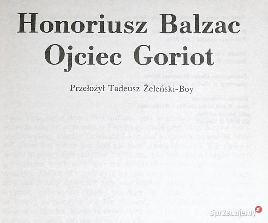 Ojciec Goriot Honoriusz Balzac Pozostałe Chełm