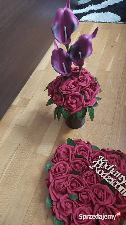 Kompozycja nagrobna komplet z kwiatami do wazonu Rybnik