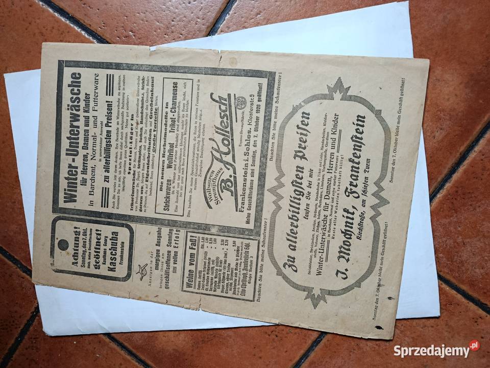 Stara Gazeta Frankenstein Munsterberg Zeitung dolnośląskie Ząbkowice Śląskie