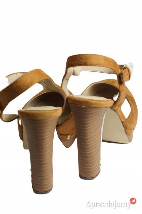 39 Zamszowe czółenka obcas 12 koniak Sole Diva śląskie Gaszowice sprzedam