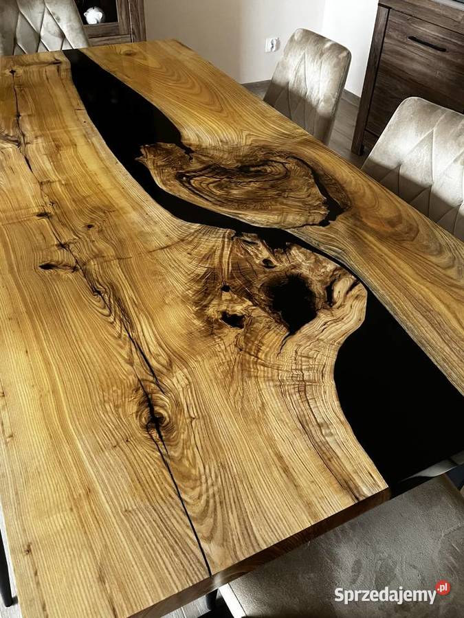Stół jesionowy żywica epoksydowa loftowy 75cm Warszawa