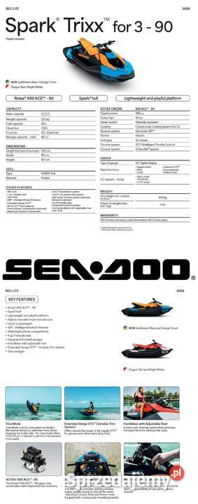 Skuter Seadoo Spark Trixx 90 for 3 Dragon Red Nowy Sącz