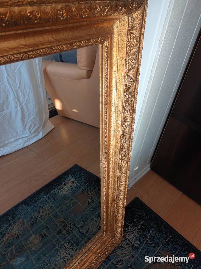 Piękne duże lustro w złotej ramie Aleksandrów Łódzki