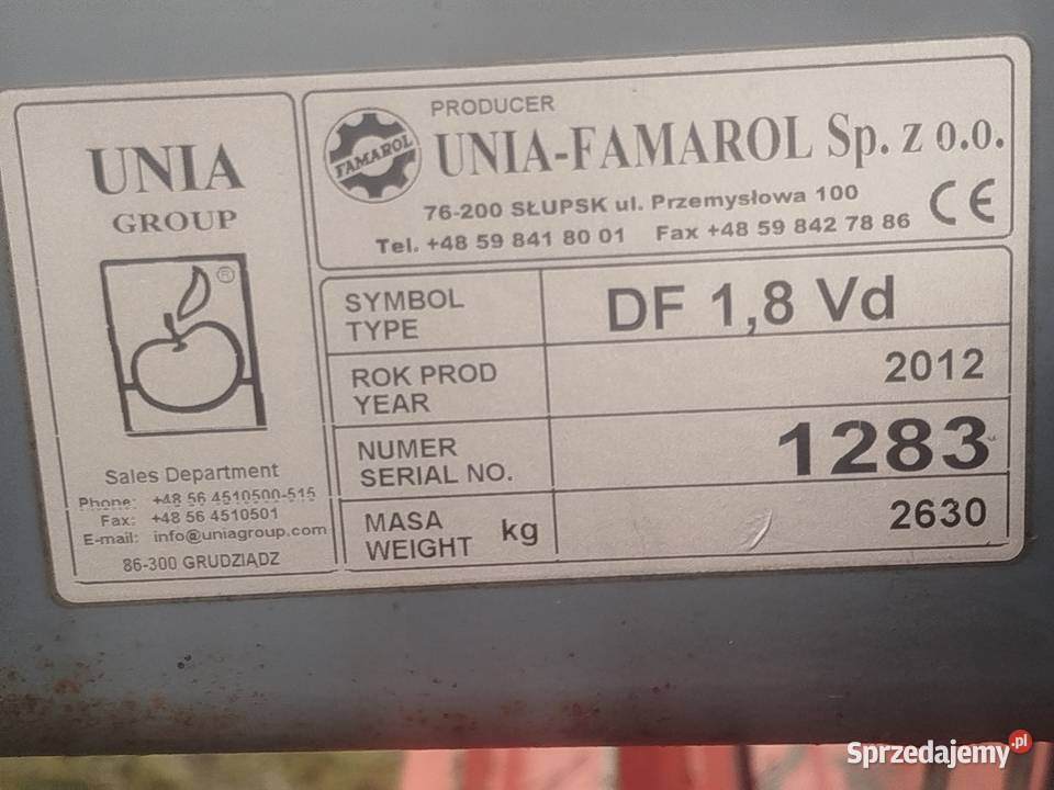 Prasa Unia Famarol DF 18 Vd Części i osprzęt rolniczy