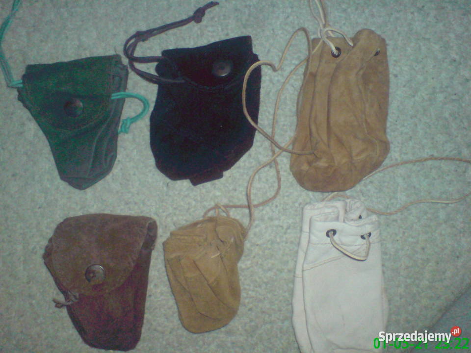 Sakiewki woreczki ze skóry ręczna polska robota łódzkie Łódź