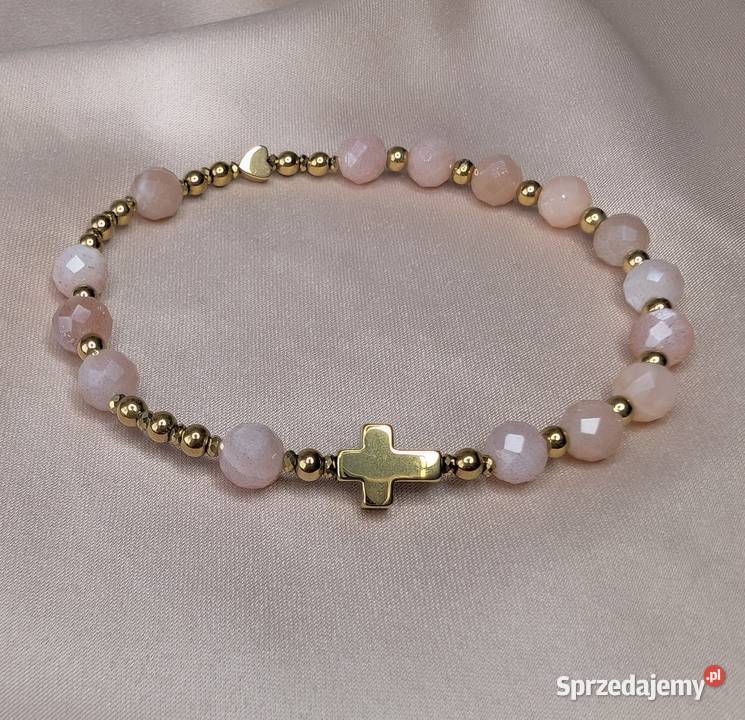 Bransoletka różaniec kamień słoneczny krzyżyk Warszawa