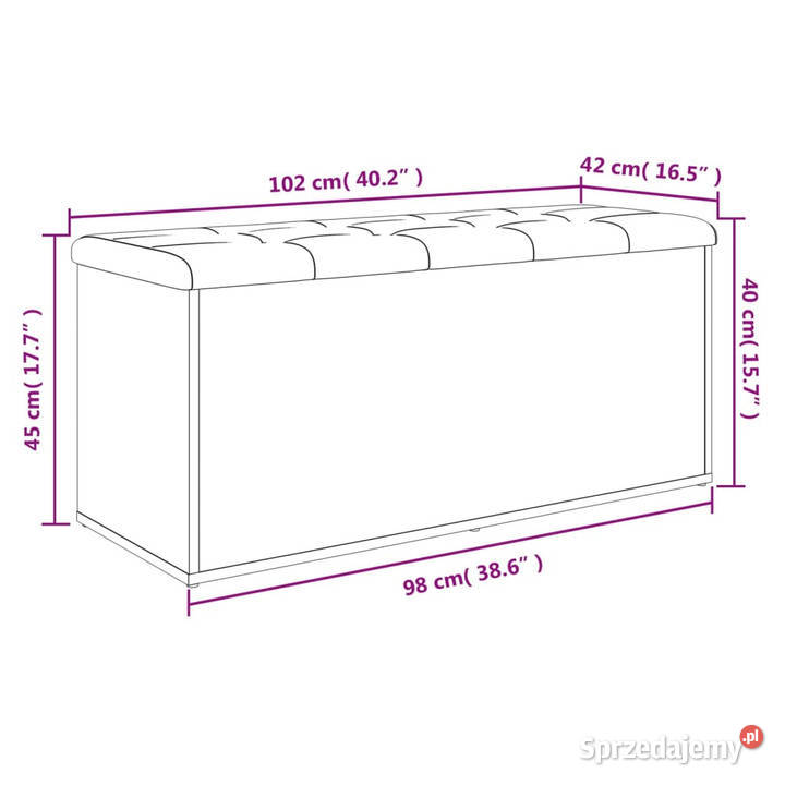 Ławka ze schowkiem brązowy dąb 102x42x45