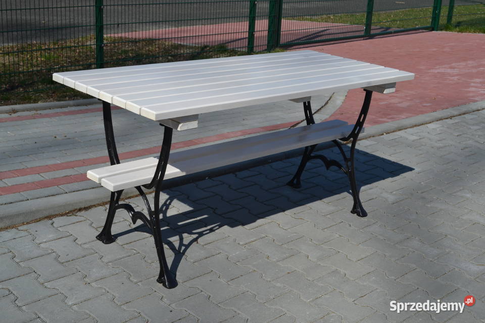 Stół ogrodowy kawowy malowany drewno żeliwo W051 metal Miejsce Piastowe sprzedam