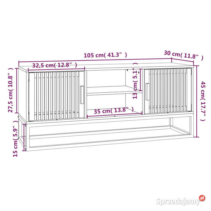 Szafka pod TV biała 105x30x45 materiał Warszawa
