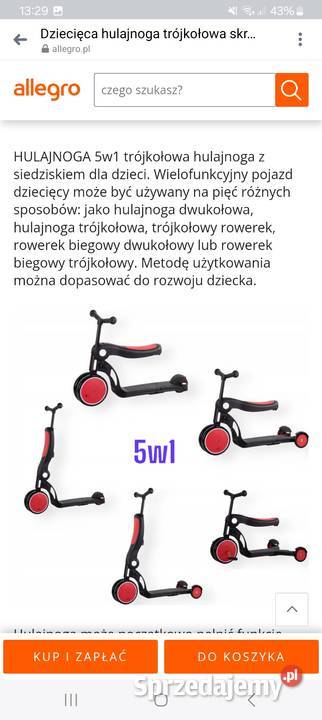 Rowerek hulajnoga 5 w 1 wielkopolskie