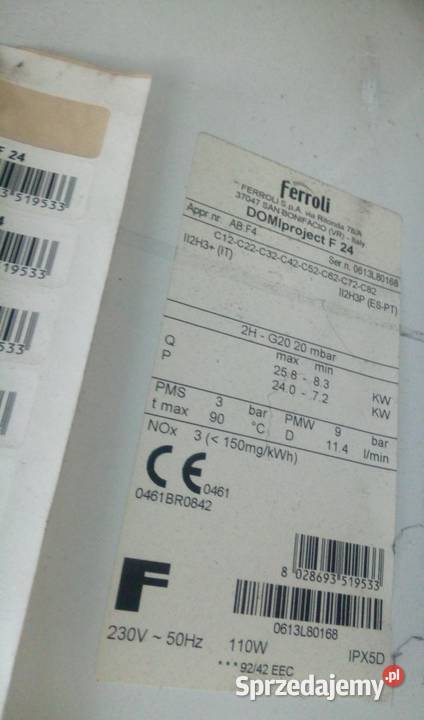 Kocioł gazowy Ferroli Domiproject 24f częsci dolnośląskie Wrocław