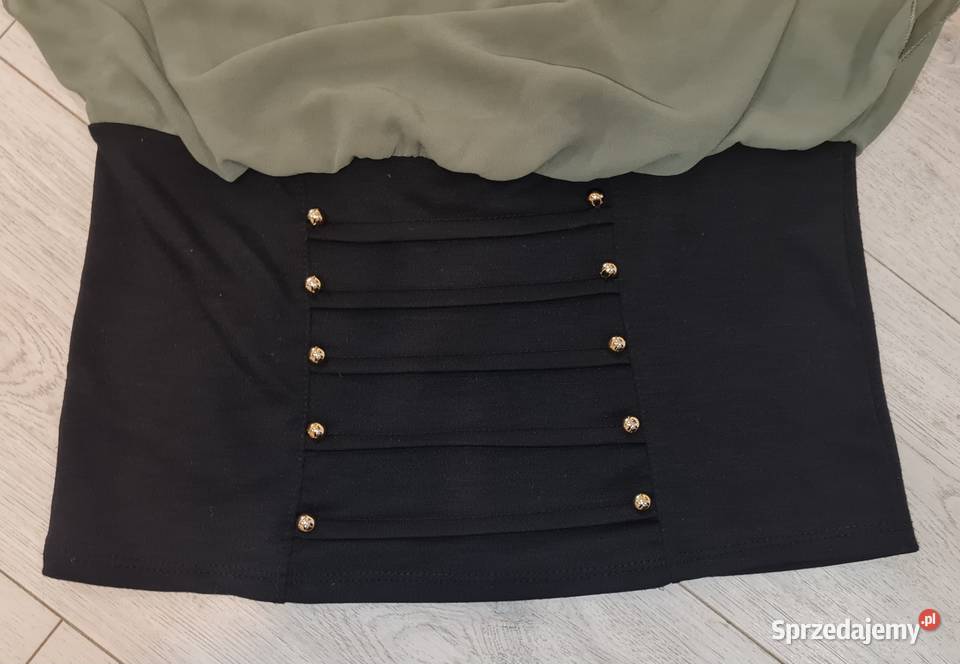 Bluzka damska oliwkowa guziki Jennifer Taylor Bez wzoru Łódź