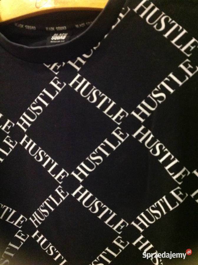 Bluza Czarna Męska BLACK SQUAD S Białe Napisy długi Nowa Sól