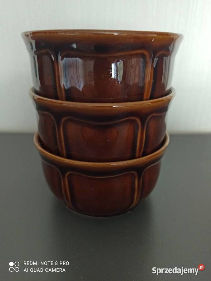 Miseczki salaterki bulionówki porcelit Pruszków brązowy Miski podlaskie sprzedam