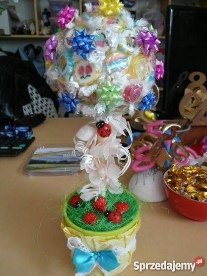 Drzewko z cukierków ślub urodziny Rękodzieło