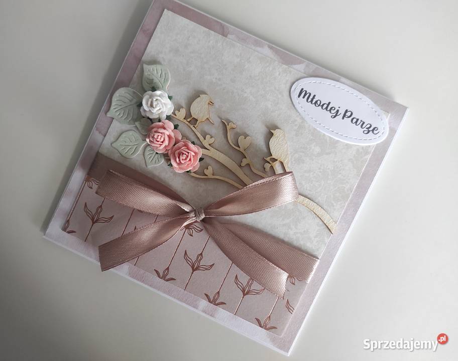 Kartka ręcznie robiona na ślub Ptaki łódzkie Łódź