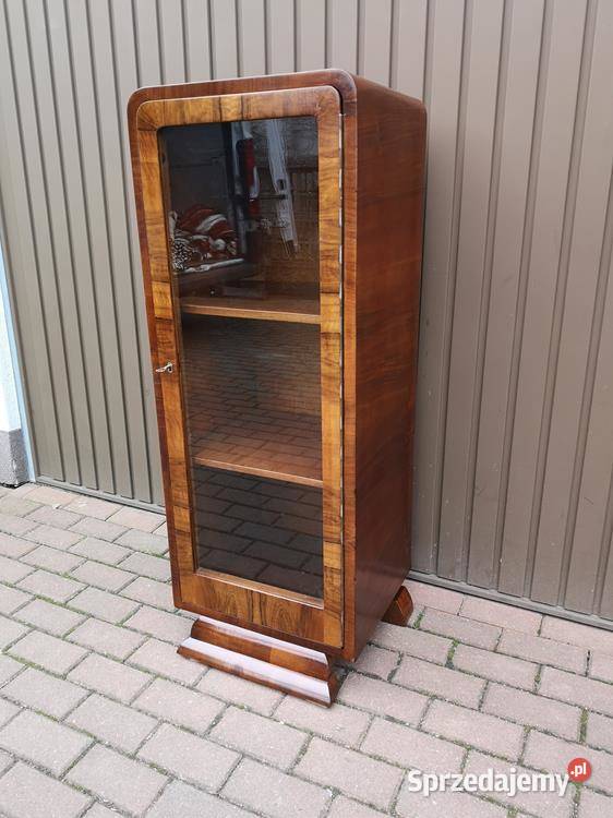 Słupek Witryna ArtDeco Orzech Unikat Stara Antyk Meble Swarzędz