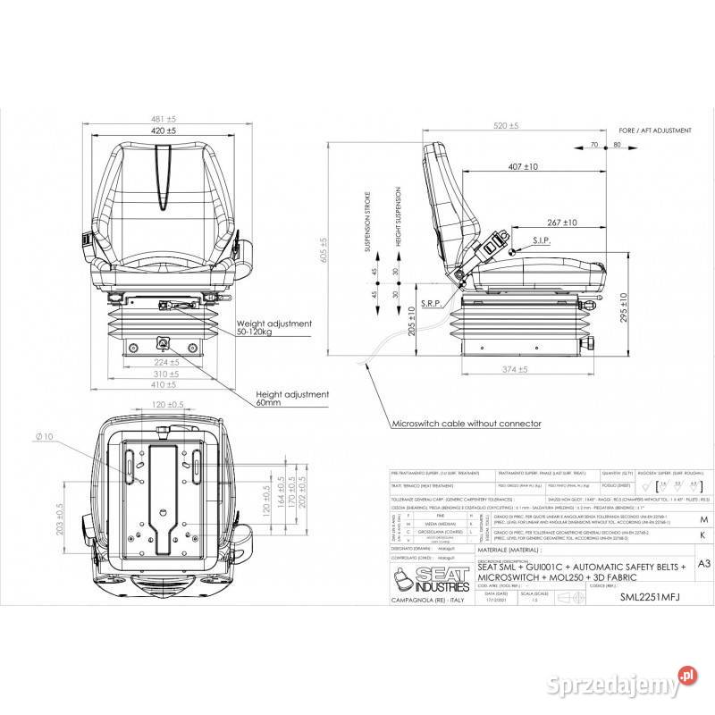 Fotel z amortyzacją mechaniczną z materiału z Kamionna