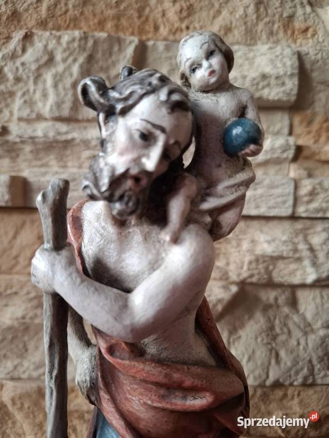 Rzeżba z drewna polichromia ŚwKrzysztof Patron Antyki, Sztuka, Kolekcje