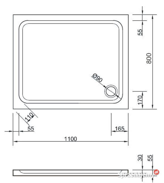 Brodzik 110x80 prostokątny akrylowy Heron Plus Szczecin