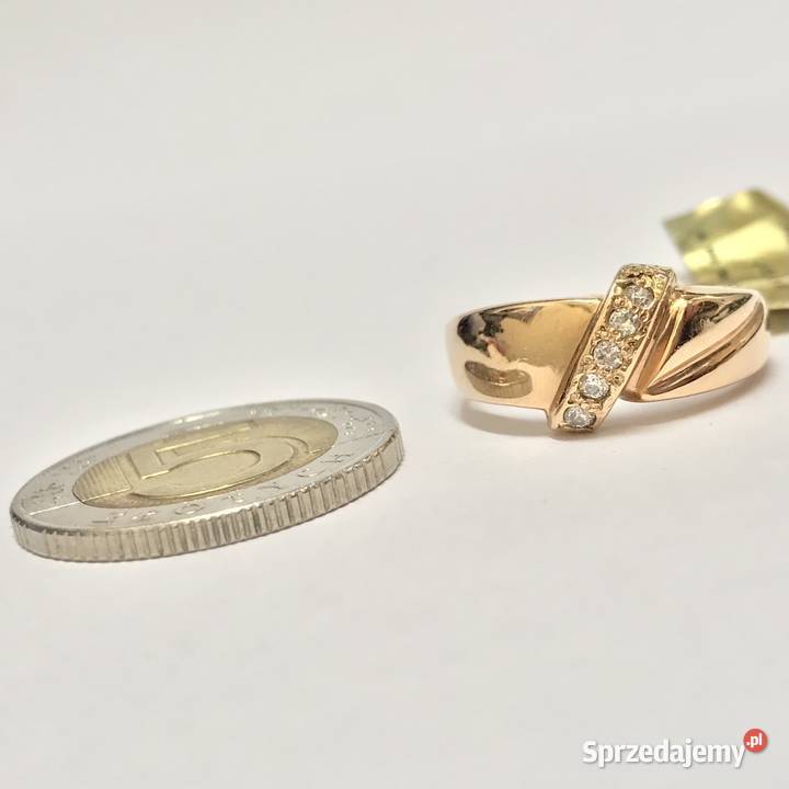 Złoty PIERŚCIONEK 585 14K żółte ZŁOTO kamienie Warszawa