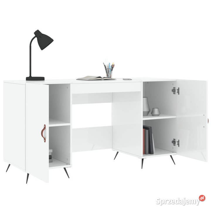 Biurko białe z połyskiem 140x50x75 materiał Warszawa sprzedam