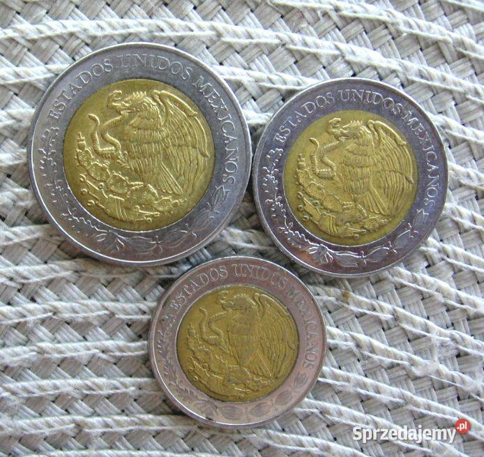 Zestaw 3 Meksyk 1 2 i 5 Peso Numizmatyka Kalisz