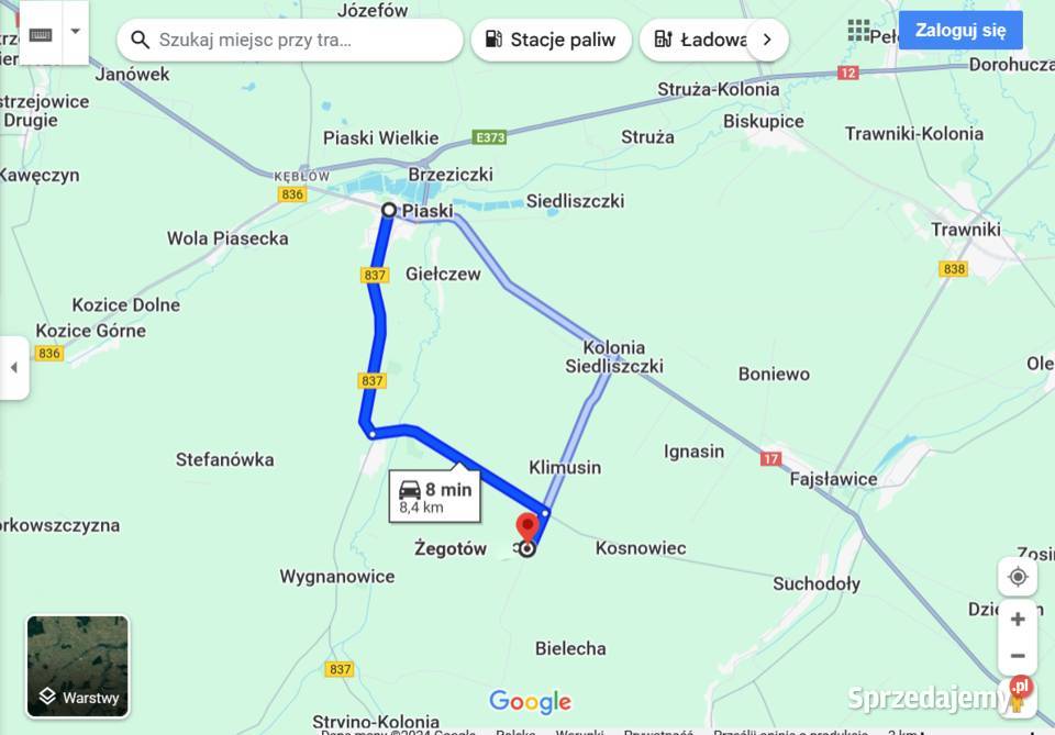 działki budowlane w Żegotowiu gmina Piaski Żegotów