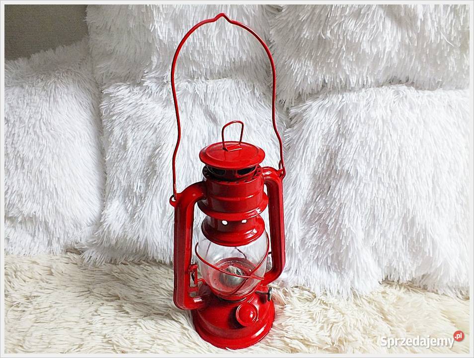 Lampa naftowa CZERWONA Piękna i sprawna doużytku Żary