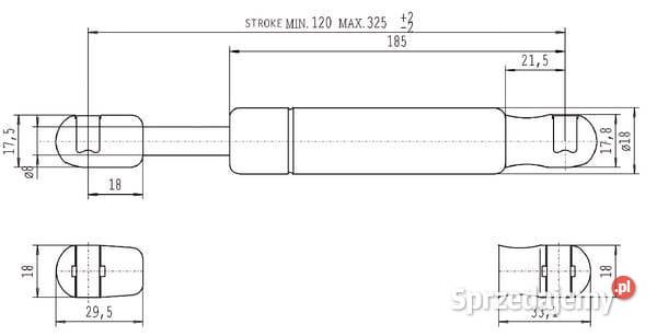 Sprężyna gazowa L325 mm 150N Stabilus CA752762 Kamionna