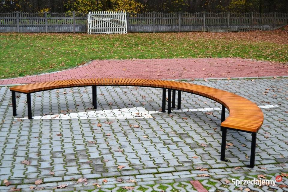 Ławka półokrągła miejska stalowa bez oparcia Kraków