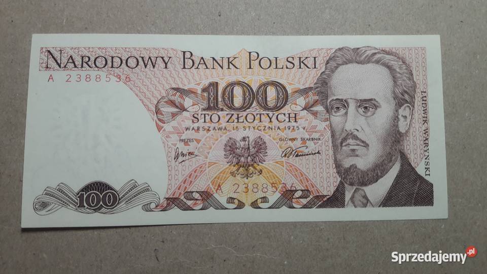 RZADKOŚĆ 100 złotych 1975 s A UNC Warszawa sprzedam