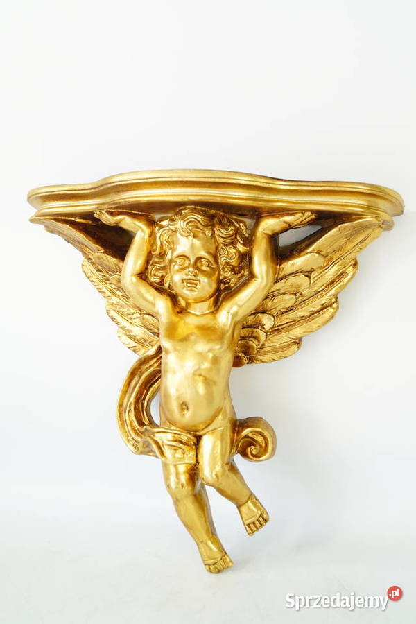 KONSOLKA BAROKOWA półka złota AMOR putto piękna Gizałki