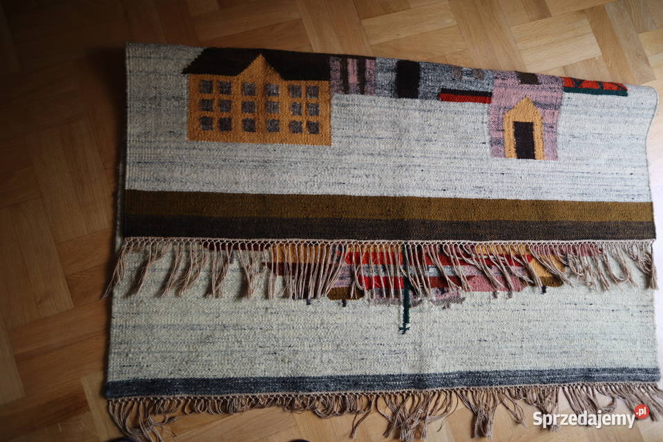 Kilim wełniany tkany ręcznie z zabytkowym Ustroń