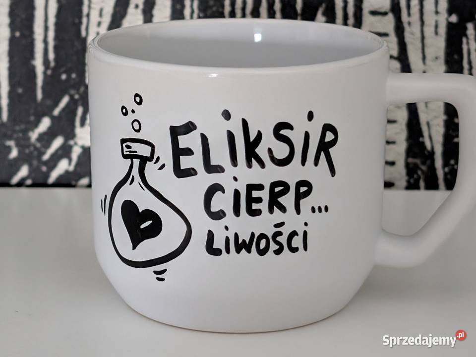 Kubek Ceramiczny Ręcznie Malowany ELIKSIR 300ml biały Dobrzykowice