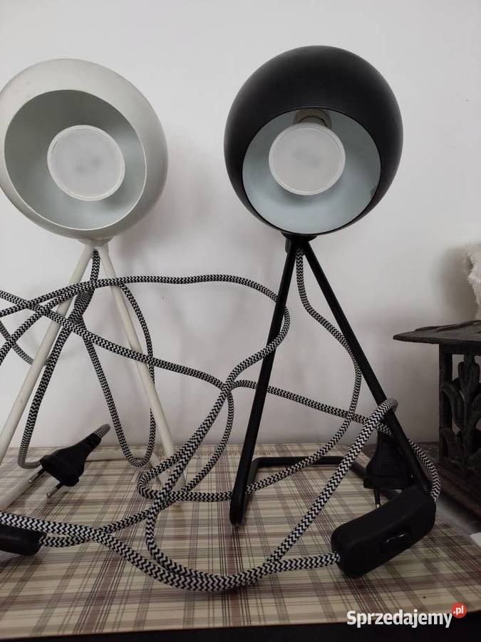 Lampka retro biała czarna z żarówką Nowa Wyposażenie wnętrz