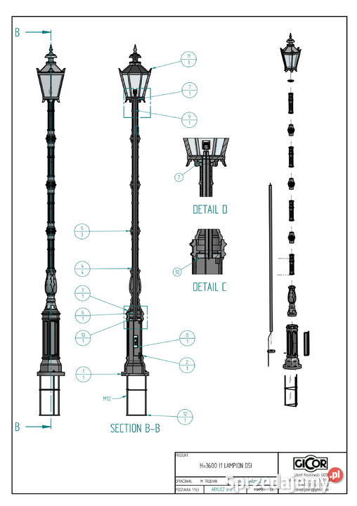 Lampa G I 1xGłowica H 3000mm Oświetlenie Gołdap