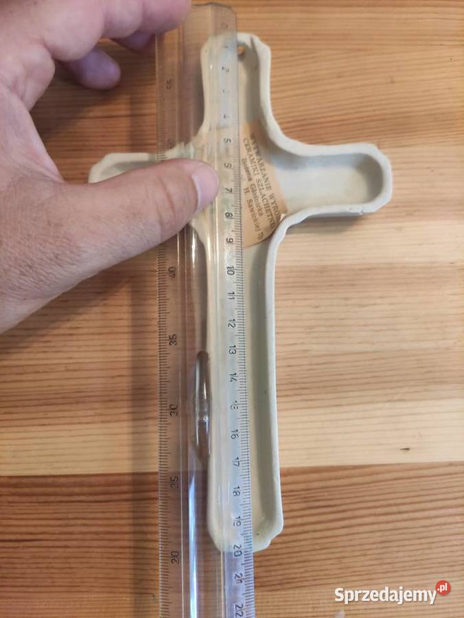 Krzyż fajans Tułowice PRL Sosnowiec