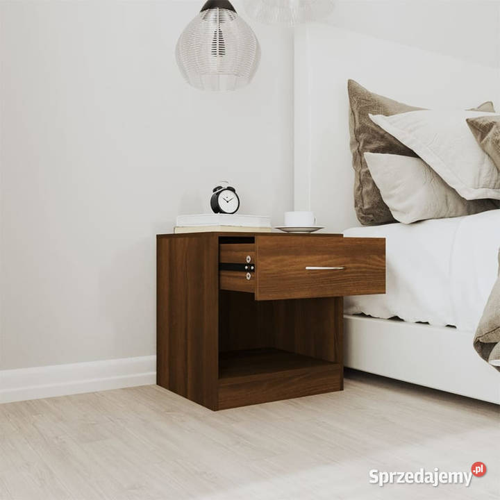 Szafki nocne z szufladą 2 brązowy dąb WM342588