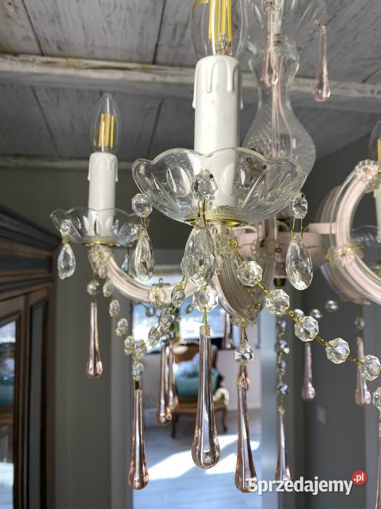 Francuski Żyrandol vintage 8 Lampa 5ram róż Poznań