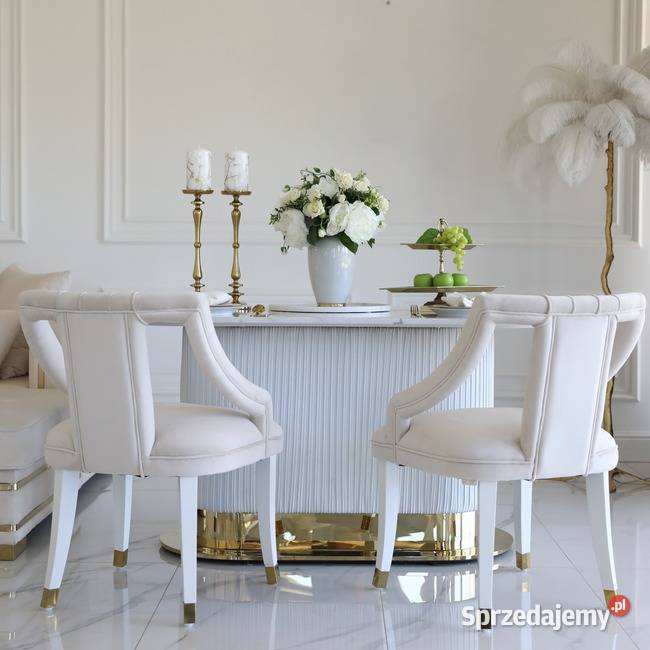 Stół ROYAL Glamour Złoty Biały Designerski Warszawa