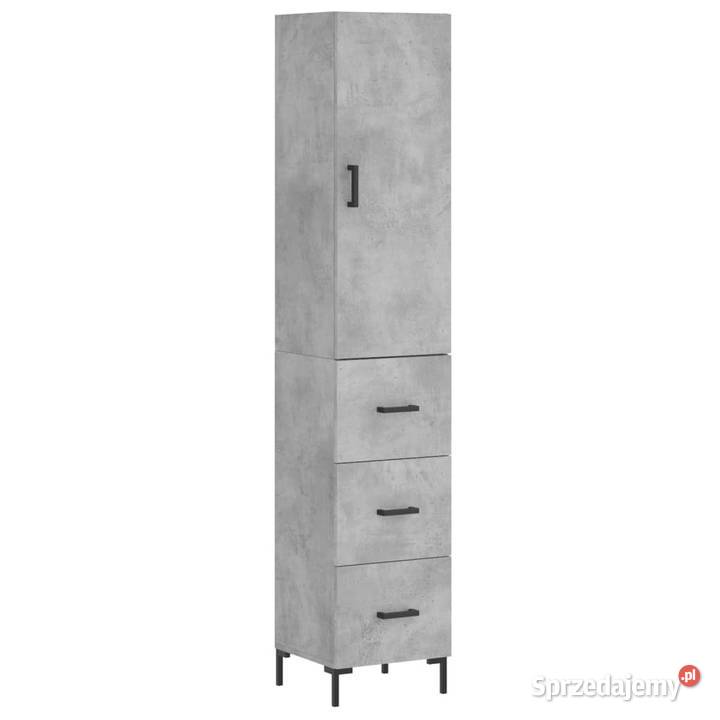 Wysoka szafka szarość betonu 345x34x180 Meble mazowieckie