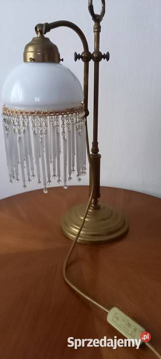 Stara mosiężna lampa z ruchomym ramieniem klosz