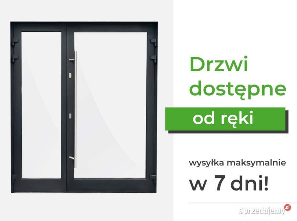 Drzwi Aluminiowe dwuskrzydłowe 1500x2100 mm podkarpackie Adamówka