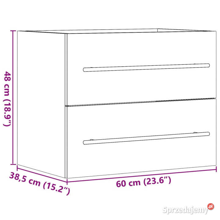 Szafka pod umywalkę dąb sonoma 60x385x48 płyta Warszawa