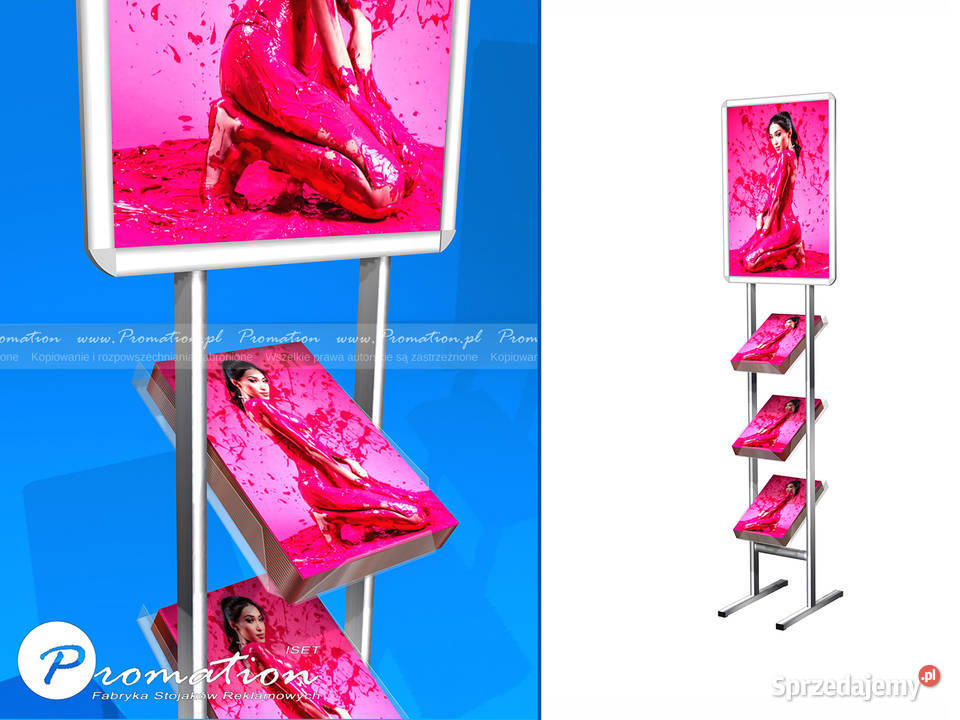 Stojak reklamowy na plakat z kieszeniami na Biuro Wrocław