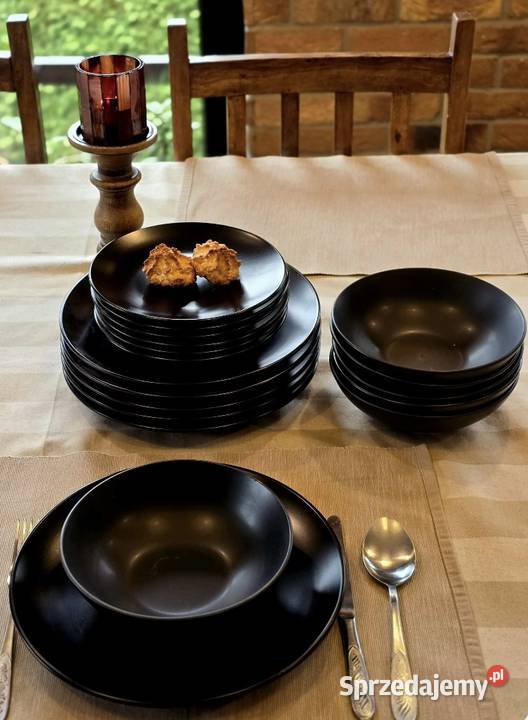 Promocja 139 Zestaw 18 sztuk talerzy czarny mat śląskie sprzedam