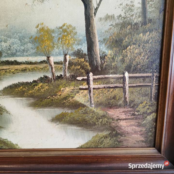Piękny obraz na płótnie w grubej ramie ręcznie Wola Łużańska sprzedam