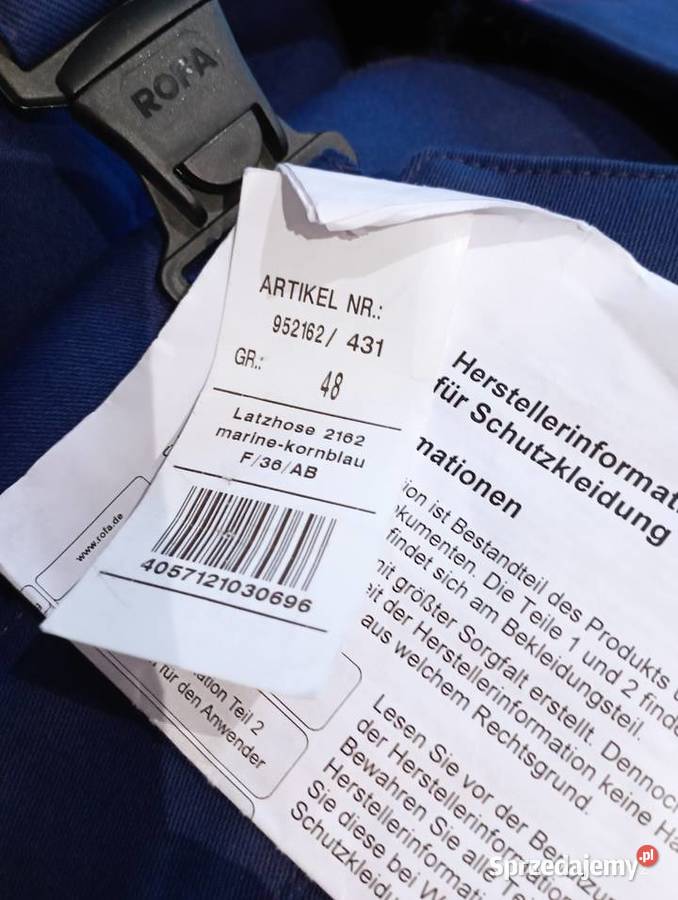 Rofa Splash spodnie ogrodniczki spawalnicze 48 małopolskie Libusza