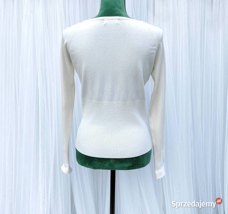 Biały sweter kardigan retro L 40 bawełna biały Swetry i golfy Szczecin